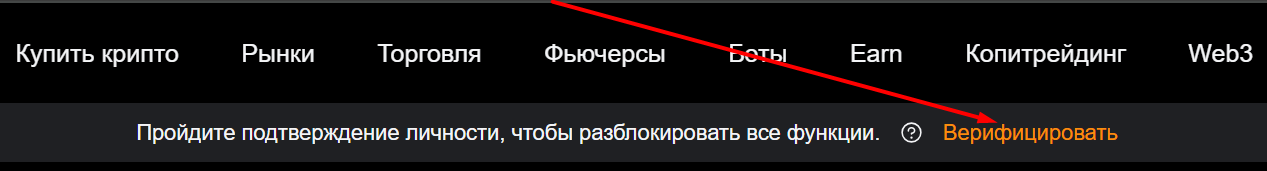 Нажать кнопку "Верификация"