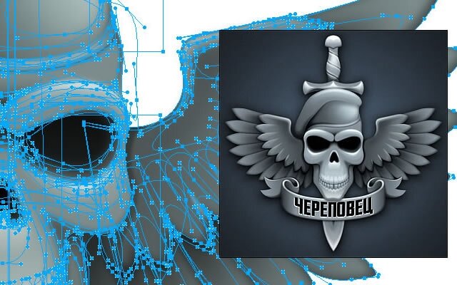 Вектор, линейный градиент, фильтры Blur и Glow